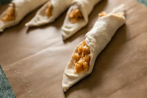 We learn to cook at home. The first homemade preparations for pies. I don't k Stock Photos