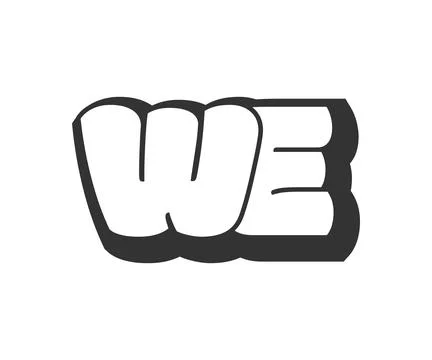 WE logo, bubble comic lettering, rounded in graffiti style black and white .. イラスト素材