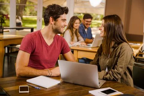 We love studying together Stock Photos