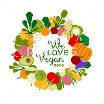 We love vegan food illustration for healthy diet Stock Illustration