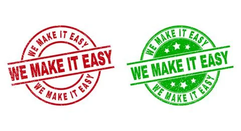 WE MAKE IT EASY Round Badges Using Unclean Texture Stock Illustration