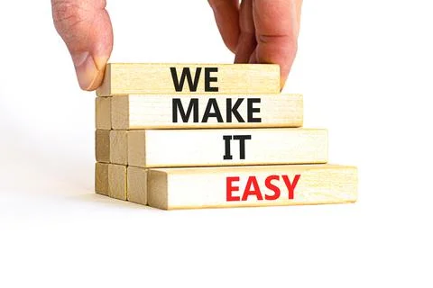 We make it easy symbol. Concept words We make it easy on wooden cubes. Beauti Stockfoto's