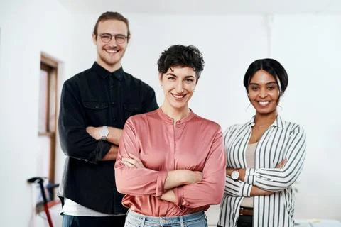 We make a successful trio. Cropped portrait of a diverse group of businesspeople Stock Photos