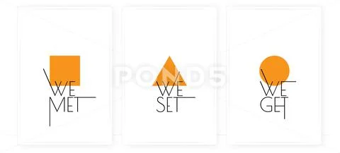 We met, we set, we get, vector. Scandinavian minimalist poster design Stock Illustration