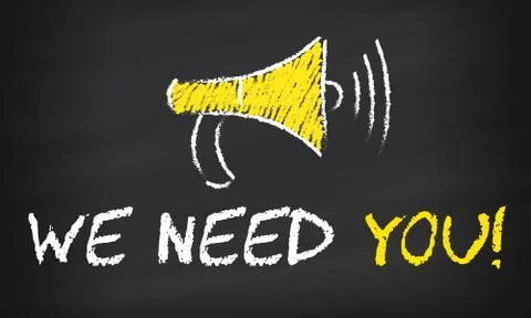 We Need You on blackboard. Illustrazione stock