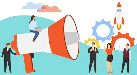 We need you. We are hiring you. A loudspeaker employer invites people Stock Illustration