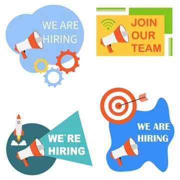 We need you. We are hiring you. A loudspeaker employer invites people Stock Illustration