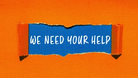 We need your help message writing on ripped torn paper background Video stock 333313314