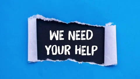 We need your help message writing on ripped torn paper background Video stock 333313355
