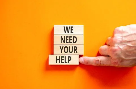 We need your help words symbol. Concept words We need your help on beautifu.. Stock Photos