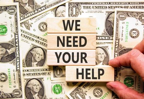 We need your help words symbol. Concept words We need your help on beautifu.. Stock Photos
