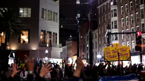 We that now make Merry float in mardi gras parade Stock Footage 10818806