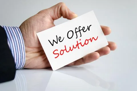 We offer solution text concept Stock Photos