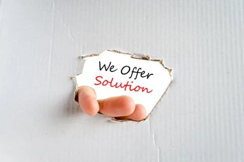 We offer solution text concept Stock Photos
