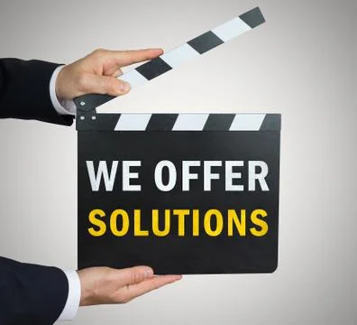 We offer solutions - clapperboard concept Stock Illustration