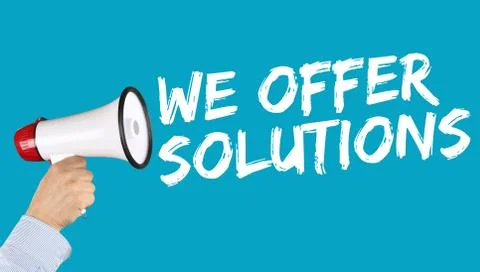 We offer solutions solution for problem business concept success help megapho Foto stock