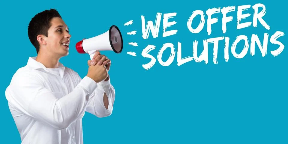 We offer solutions solution for problem business concept success help young.. Foto stock