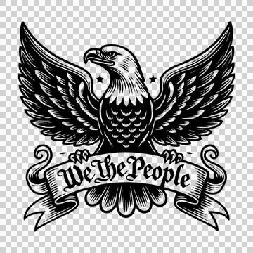 We The People Eagle Banner Emblem spreading wings stars Illustrazione stock