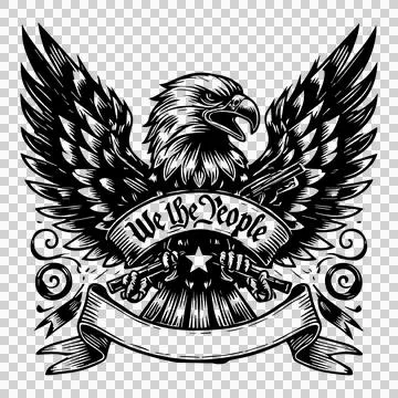 We The People Eagle Banner spreading wings star Stock Illustration