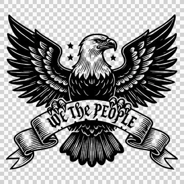 We The People Eagle Emblem stars ribbon vintage Illustrazione stock