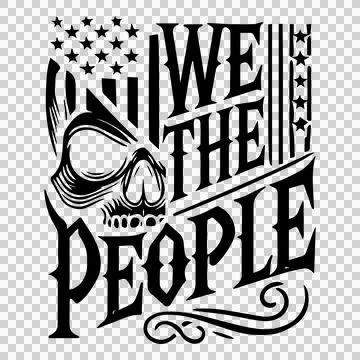 We The People Flag Skull Decal incorporating stars black Stock Illustration