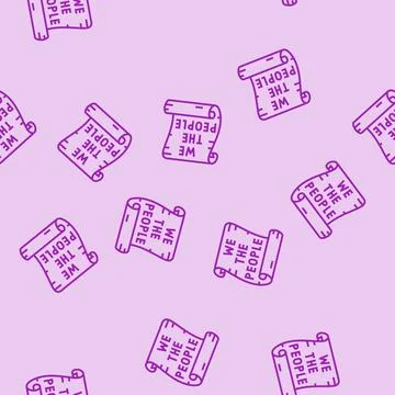 We the people scroll line seamless pattern Stock Illustration