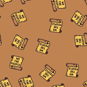 We the people scroll vector seamless pattern Stock Illustration