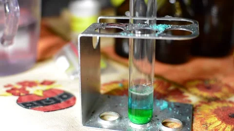 We Perform Chemical Experiments - Mix Reagents ignite, see the result Stock Footage 59211211