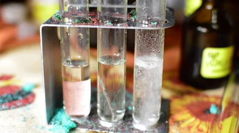 We Perform Chemical Experiments - Mix Reagents ignite, see the result Stock Footage 59211393