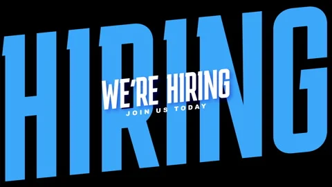 We re hiring. join us today - text animation with white text and black backg Stock Footage 242486098