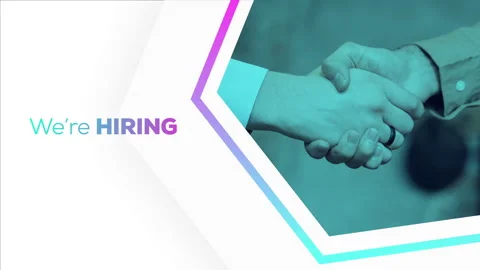 We re hiring, text animation with handshake image and white background Stock Footage 243556524