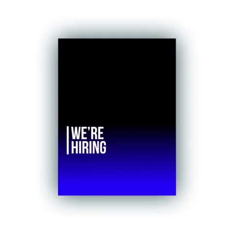 We re hiring, text animation with black blue rectangle and white background Stock Footage 248041497