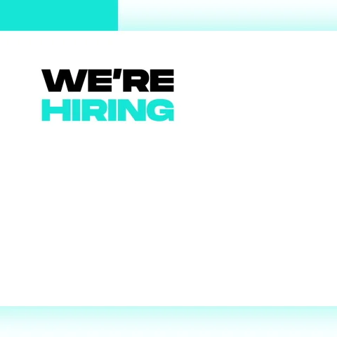We re hiring, white background with blue emlement Stock Footage 245474006