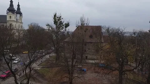  We see one of the most beautiful views in the ancient city of Lviv. Stockbeeldmateriaal 69789727