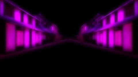 We speed through a town that resembles an Edo-period red-light district (loop) Stock Footage 332794764