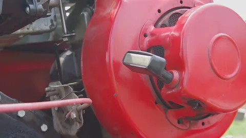 We start a hand the motor-block Stock Footage 89995065