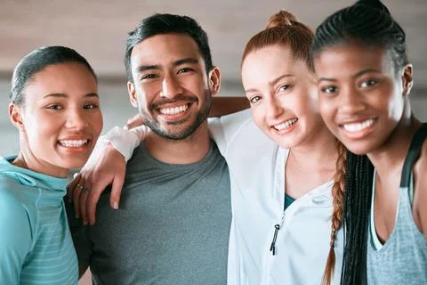 We uplift one another. a group of friends hanging out before working out Stock Photos