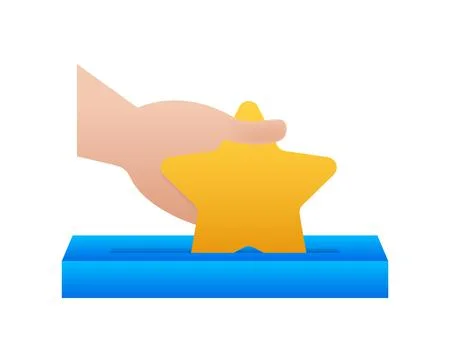 We want your feedback. Hand putting star in the feedback box. Stock Illustration