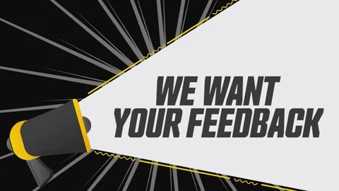 We want your feedback. Megaphone in promotion banner. Advertising, marketing Stock Footage 226818080