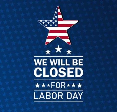 We will be closed for Labor Day banner for social media post Иллюстрация