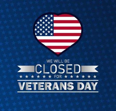 We will be Closed for Veterans Day Notice Illustrazione stock