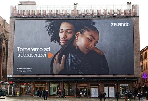 We will come back to hug each other, Piazza Maggiore, Bologna. Italy Stock Photos