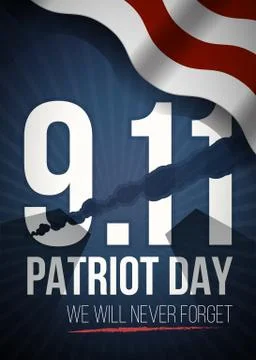 We Will Never Forget. 9 11 Patriot Day background, American Flag stripes Stock Illustration