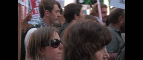 WE WILL NEVER LET YOU DIE Crowd Shouts at Gaza March August 9 2014 UK Stock Footage 144325308
