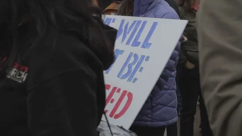 We Will Not Be Silenced Protest Sign - Womens March DC Stock Footage 81257617