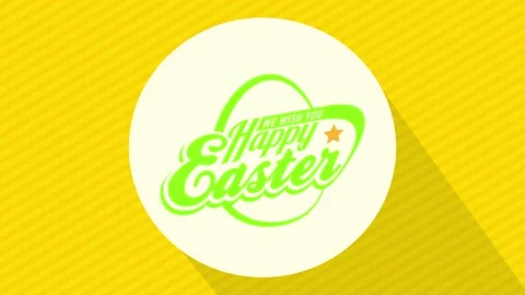 We wish you happy easter holiday announcement flag with vivid colors and Stock Footage 130601465