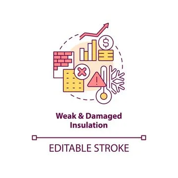 Weak and damaged insulation concept icon Illustrazione stock