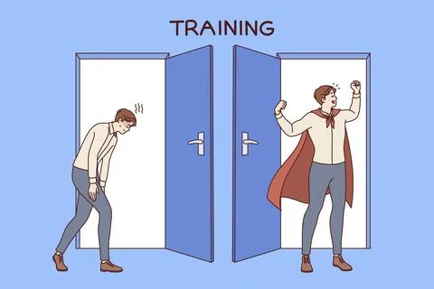 Weak man underwent business training and became superhero thanks to charge of 스톡 일러스트
