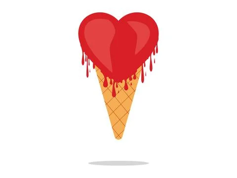 Weak mind. Heart melts like ice cream. vector Stock Illustration