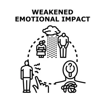 Weakened emotional impact causing mental health problems Stock Illustration